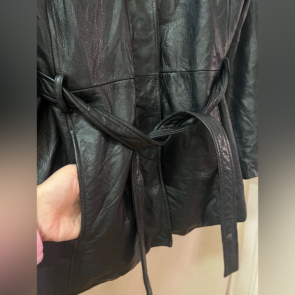 Vintage Jacqueline Ferrar Genuine Leather Belted Jacket – Black Thinsulate Lined - Picture 4 of 8